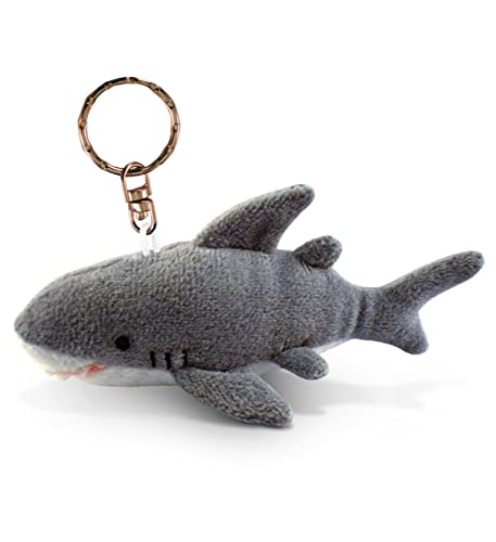Puzzled Grey Shark Plush Stuffed Animal Keychain - Soft Ocean