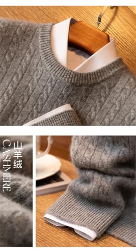Mens Thickened 100% Cashmere Sweater Round Neck Business Knit Base Pullover Sweater3