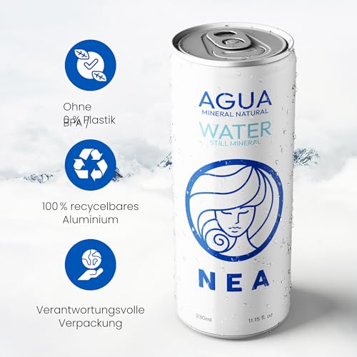 Mineralwasser Still NEA in Dosen – Quellwasser aus den Österreichischen Alpen – 24 x 33cl – Stilles Wasser ohne Mikroplastik & BPA – 100% recycelbare Dosen