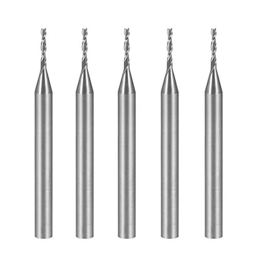 uxcell 5PCS 1/8 inches Shank 1.0mm x 6mm Carbide Flat Nose End Mill Cutter CNC Router Bits 2 Flute for Acrylic PVC MDF Hardwood