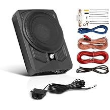 Planet Audio P10AWK 10 Inch Powered Under Seat Car Subwoofer - 1000 Watts, Single 4 Ohm Voice Coil, 8 Gauge Wire Installation Kit, Subwoofer Control