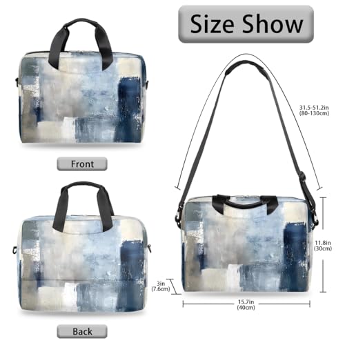Bolsa para portátil gris azul beige con textura artística miniatura 6