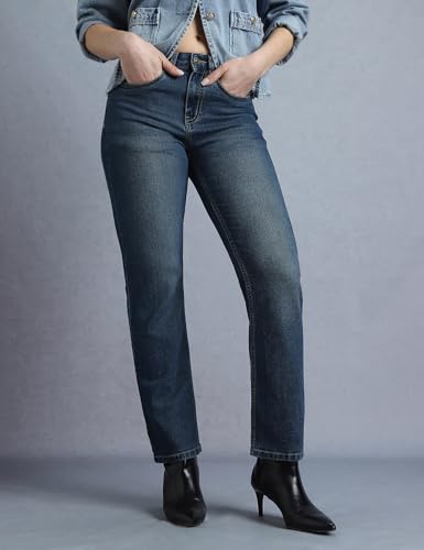 Image of INKD Women's Slim Fit Jeans - Mid-Rise | Cotton Blend | Stretchable Fabric | Classic 5 Pocket Styling | Jeans for Women (Available in Plus Sizes)