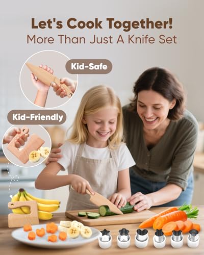 Wooden Safe Real Cooking Tool Set for Kids Toddler Teen – Montessori Kitchen Accessories & Utensils for Little Chef, with Children Proof Knife & Baking Kit, Youth Friendly Culinary Kit for Girl & Boy - Thumbnail 4