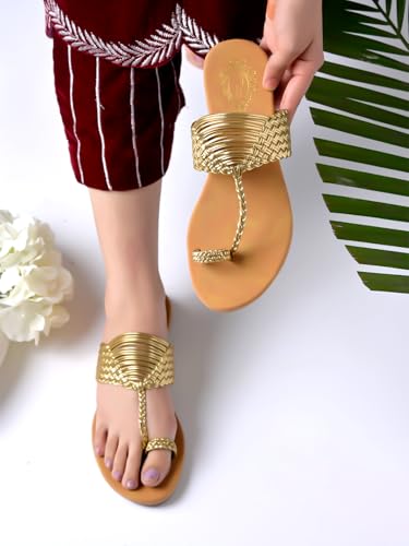 Image of Shoetopia Chic Comfort & Stylish Kolhapuri Flats For Women & Girls