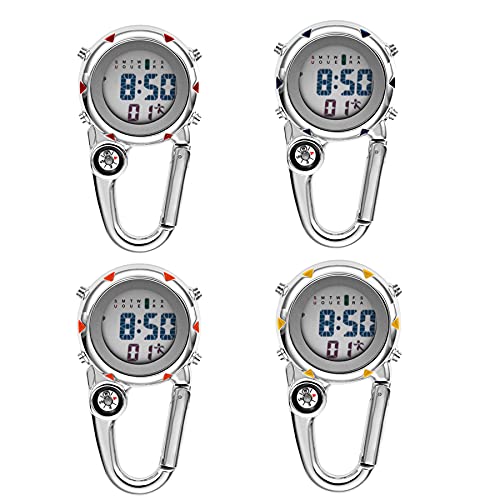 Image of JewelryWe Men Women Digital Clip Watch Mini Microlight Backpack Buckle Belt fob Watches for Rock Climbing Doctors Nurses Chefs for Mother's Day