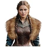 Joukavor Viking Fur Collar Faux Fur Shoulder Wrap for Women Viking Costume Accessory (Brown)