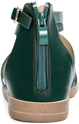 Intini Womens Summer Gladiator Flat Sandals Cross Strappy Cute Ankle Strap Back Zip Dressy Shoes Dark Green. Size 9 M Us. 41 Eu #TOP1
