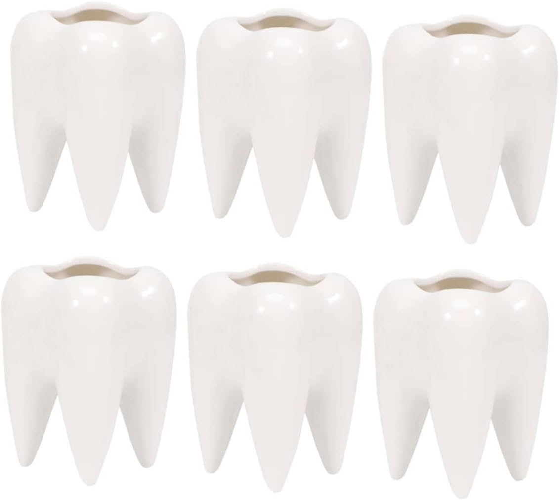 6pcs Ceramic Flower Pots Tooth Shape Succulent Plants Pot Garden Flower Planting for Home Decor