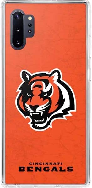 Skinit Clear Phone Case Compatible with Galaxy Note 10 Plus - Officially Licensed NFL Cincinnati Bengals - Alternate Distressed Design