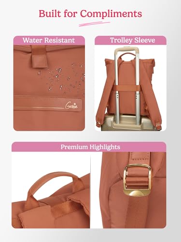 Image of Genie Rogue Laptop Backpack for Girls (27L) | Spacious Office, College & Travel Laptop Backpack | Padded Laptop Sleeve | Mud Coral