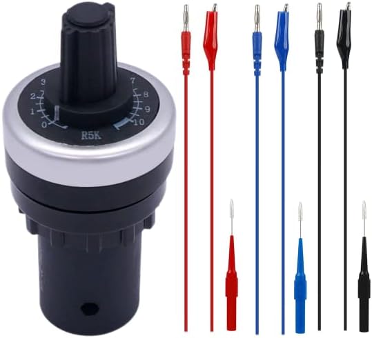 Haisheng Governor Rotary Potentiometer Pot Inverter 22mm 10k Converter Inverter Potentiometer Resistance Variable Speed Drive Potentiometer Switch with 6 Test Line for Variable Speed Drive Invert