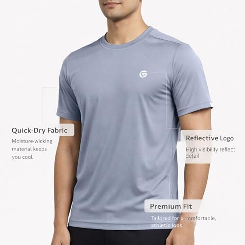 Image of Gloster Men's Striped Sports T-Shirt | Polyester Lycra Blend | Lightweight Gym & Workout T-Shirt | Regular Fit Round Neck Activewear for Men & Boys