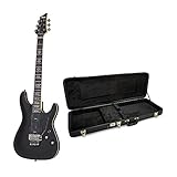Schecter Demon-6 FR Electric Guitar in Aged Black Satin Bundle with Electric Guitar Hard Shell Carrying Case (2 Items)