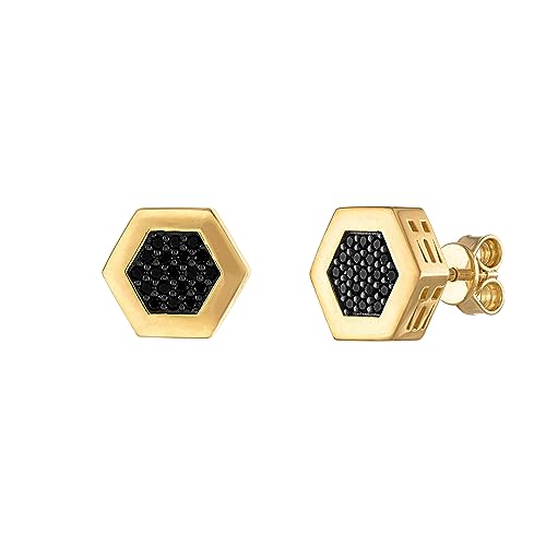 Bulova Jewelry Men's Icon 14K Gold Plated Sterling Silver Diamond Hexagon Diamond Earrings Style:BVE1002-GSBSP