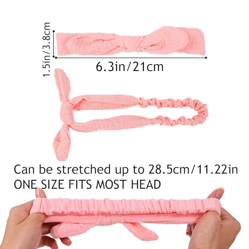 XIMA Baby Girl Headbands, Cotton Rabbit Ears Hairbands for Newbron Infants Toddlers, Removable Rabbit Ear Bows Baby Hair Accessories, Pastel colors Pack of 83