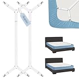 Sopito Sheet Straps, Adjustable Bed Sheet Suspenders Max Stretch from 29.5 in to 82.7 in Compatible for Crib to King Size Bed, Non Slip Holder Fasteners Clips, 2pcs/White
