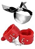 Fluffy Handcuffs for Grownups with Chain Adjustable Handcuffs Red Satin Eye Mask for Women 59'