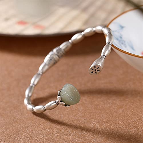 Bracelet s925 Racine Jade Vert ajustable anti-allergie pour femme