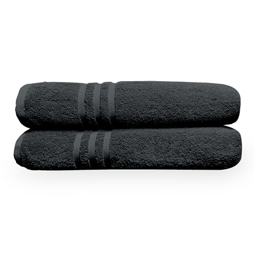 Image of Divine Casa 100% Cotton Bath Towel Set of 2, 550 GSM Ultra Soft Highly Absorbent Thick Towels, Large 75 x 150 cm, Grey