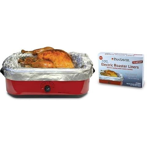 Pansaver Folienbräter für elektrische Bräter, 3 Packungen (6 Einlagen für Bräter) Passend für Bräter von 16, 18 und 22 Quart Ideal zum Braten von ganzen Fleisch Cover