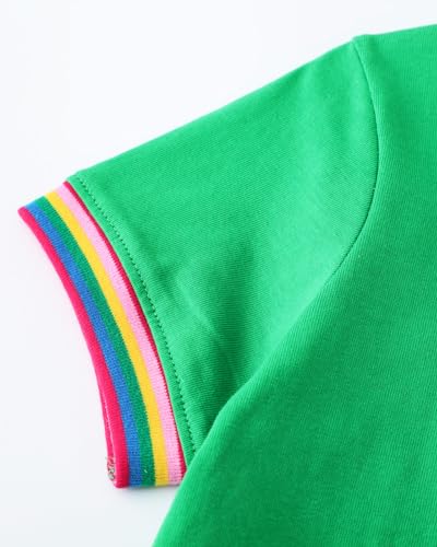 Toddler Girls Cotton Embroidery Applique Short Sleeve Dresses 2-7Y4