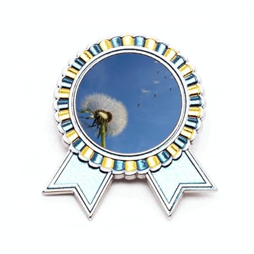 Broche bleu pissenlit blanc M métal finition de qualité