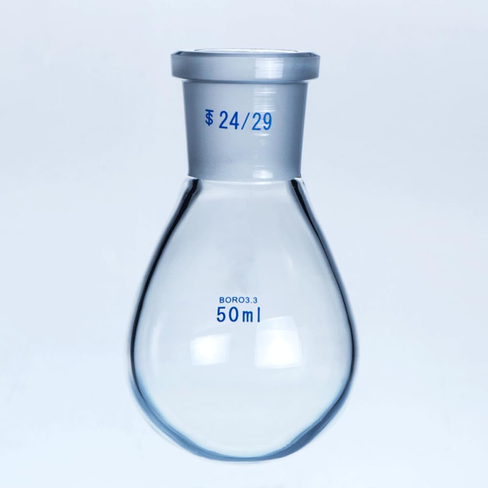 Matraz Erlenmeyer Graduado de Borosilicato, Matraz de Fondo Redondo de una Sola Boca de 5 a 1000 ml 14/23 19/26 29/32 for Laboratorio(50ml 24-29)