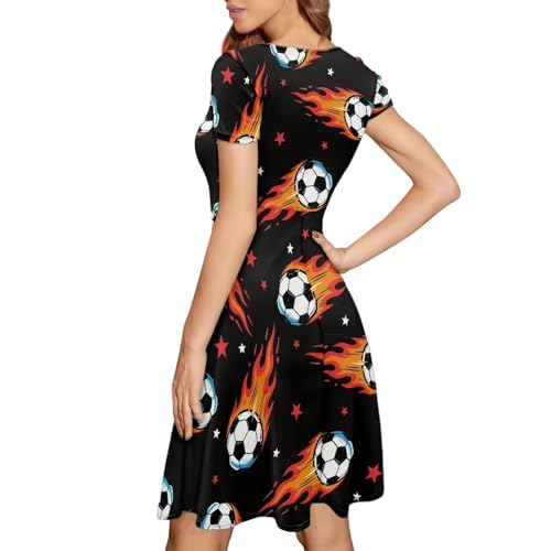 Image of AFPANQZ Womens Casual Summer Lightweight Vintage Dress Short Sleeve Midi Dress Knee-Long Luxury Formal Dress