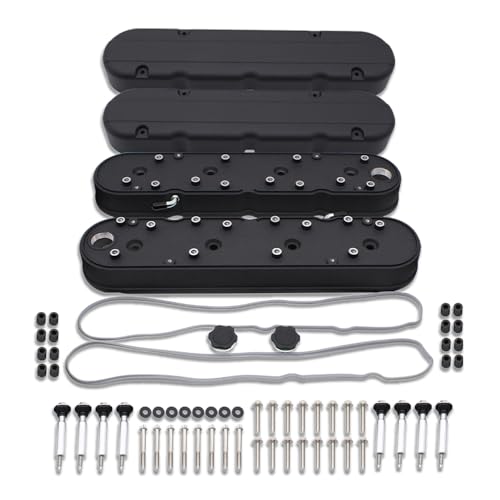 Aflle Racing Black Aluminum Valve Covers with Coil Mounts Fit GM Chevy LS LS1 LS2 LS3 LS6 LS7 5.3/5.7/6.0