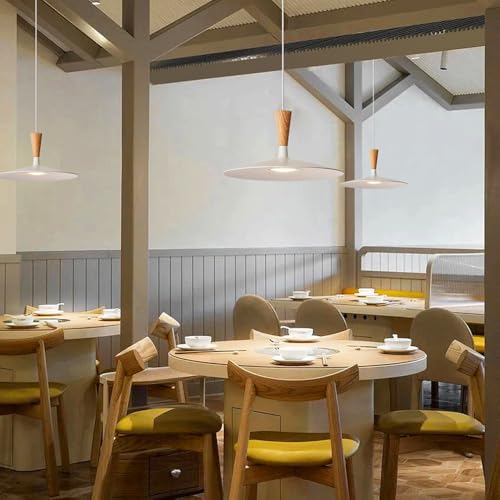 Lámpara colgante regulable led de un solo cabezal con detalles de madera 4