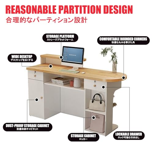 Weißer 80 cm Kassentheke, kompakter Empfangs-Schreibtisch für Büros, Schönheitssalons, Einzelhandelsgeschäfte und Lobbys, stilvolles Willkommensempfangseinheit, platzsparendes Design