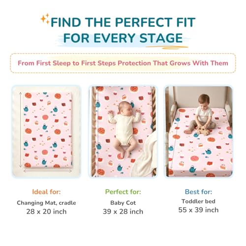 Image of Tidy Sleep Printed Baby Dry Sheet Waterproof Mattress Protector for Newborns | Soft Quick-Dry Bed Protector Mat | Reusable Leakproof Pee Pad, Crib & Travel Dry Sheet | Little Bear Goodnight (Large)
