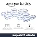 AmazonBasics - Recipientes de cristal para alimentos, con cierre 20 piezas (10...