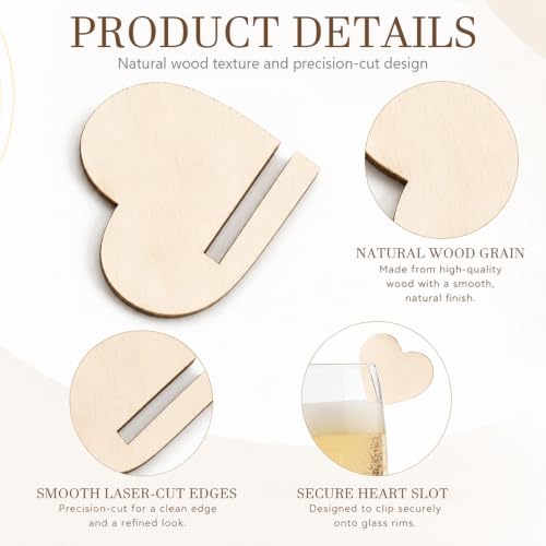 HMCEY 40 Pièces Marqueur de Verre a Vin en Bois, Marqueur de Boisson – vue 3