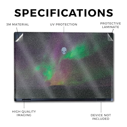 Image of Glossy Glitter Laptop Skin Compatible with Alienware M16 R2 (2024) - Aurora Borealis - Premium 3M Vinyl Protective Wrap Decal Cover - Easy to Apply | Crafted in The USA by MightySkins