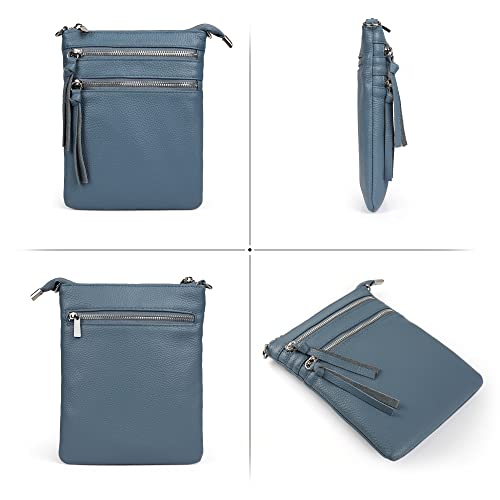 Image of befen Small Genuine Leather Crossbody Purses for Women Trendy Travel Shoulder Handbags with Multiple Zipper Pockets