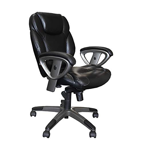Mayline Ultimo 300 Mid-Back Task Chair with Arms, Black Leather