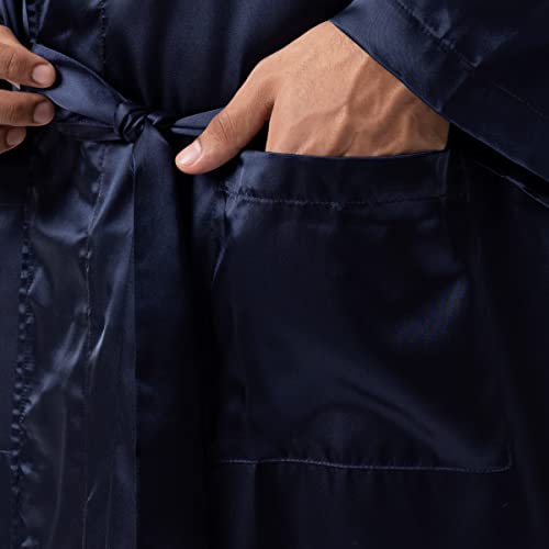 Joseph Abboud Men's Satin Charmeuse Mid-length Robe4