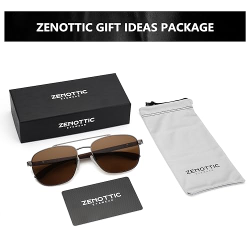 Image of ZENOTTIC Aviator Wood Polarized Sunglasses for Men 100% UV Protection Fishing Driving Golf