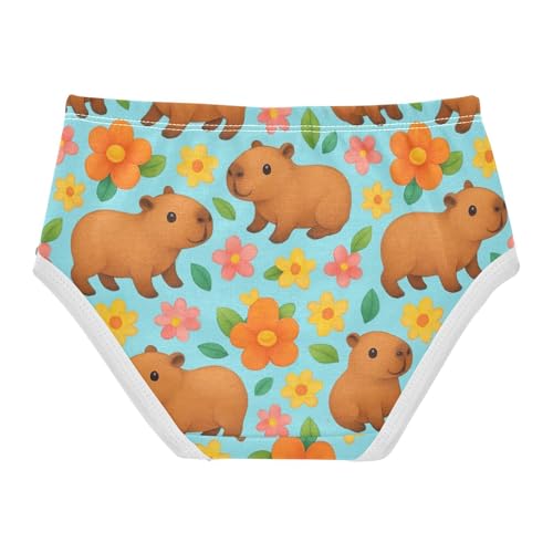 Joisal Animals Toddlers Underwear Floral 2t Cotton Panties for Girl Cute Cartoon Capybaras Blue Undies Kids Briefs2