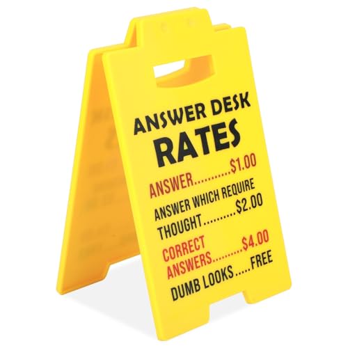 Answer Desk Rates Sign 6.3x3.94x3.15 Inch Funny Team Office Gifts Funny Office Gag Sign for Coworker Employee Teammate Boss