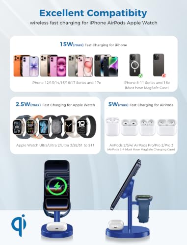 Mag-Safe Charger 3 in 1 Charging Station for iPhone Apple Watch AirPods - image 9