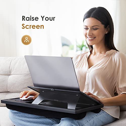 Loryergo Laptop Lap Desk, Large Lap Desk With Cushion, 8 Angle Adjustable, Lap Desk For Laptop 17 Inches W/Mouse Pad & Cellphone Slot, Laptop Stand For Bed & Couch, Laptop Riser For Home & Office #TOP5