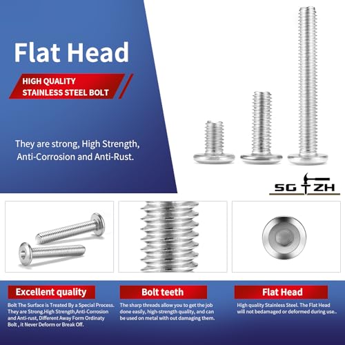 M6 x 35mm 20Pcs Flat Head Hex Socket Cap Screws Bolts, 304 Stainless Steel 18-8, Full Thread by SG TZH (with Hex Spanner) by SG TZH - Used condition - Image 4