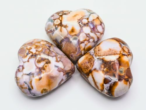 Image of Crystal Heaven Certified Conglomerate Jasper Crystal Heart Palm Pebbles Stones For Anxiety Stress Relief Massage - Original Healing Gemstone Agate Heart Palm Stone For Yoga Meditation Spiritual