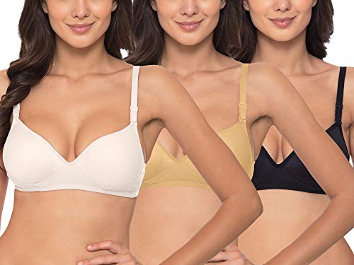 Image of Komli - Heavily Padded Push-Up Bra - Cotton Rich - Balconette - 3 /4th Coverage, Seamless, Wireless, Multiway Straps - T-Shirt Bra