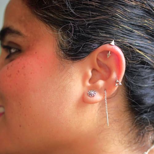 Image of Quirksmith 925 Sterling Silver Bugadi Earrings /Helix Piercing Studs with 925 Stamp And Certificate Of Authenticity /Gift for women