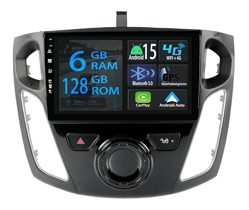 [6+128GB] Keconsing 9 Pulgadas Android 15 Autoradio para Fürd Focus 3 MK3 2011-2019 Radio Carplay Stereo Estéreo Inalambrico Car Play GPS Auto Navi Bluetooth Navegación Reproductor Pantalla táctil