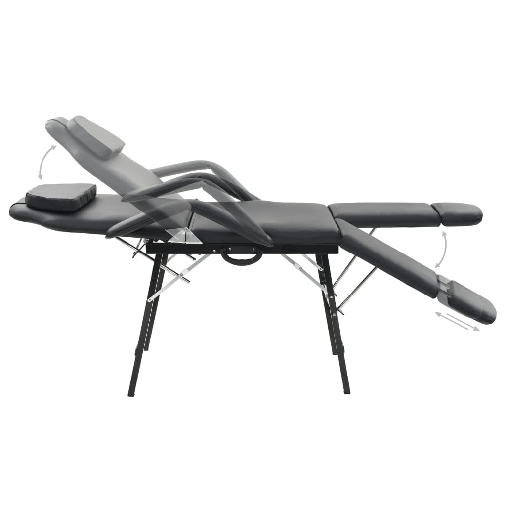 Refined Kosmetikliege Massageliege Massagebank Behandlungsstuhl Tragbarer Kosmetikstuhl Kunstleder 185x78x76 cm Schwarz